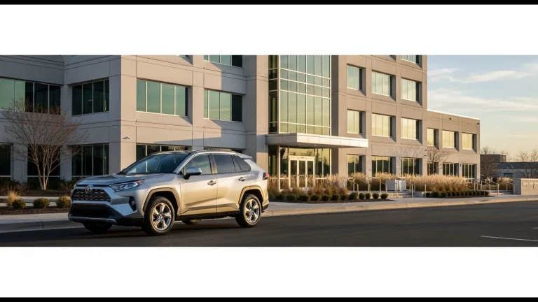 Toyota RAV4 in front of a law office representing Toyota lemon law claims and consumer protection rights