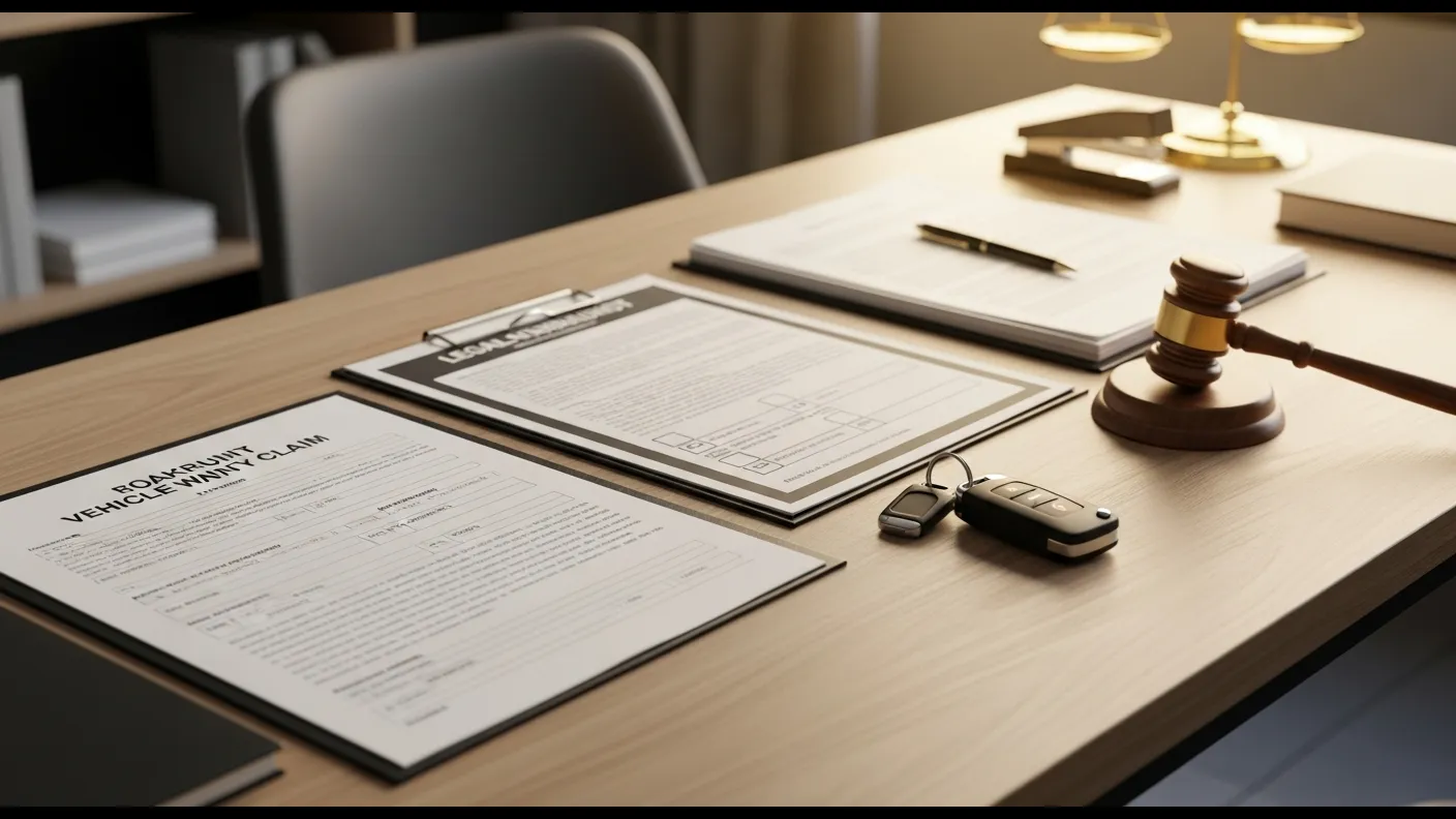 Lemon law qualification checklist for Toyota vehicles with gavel and car keys representing the legal process