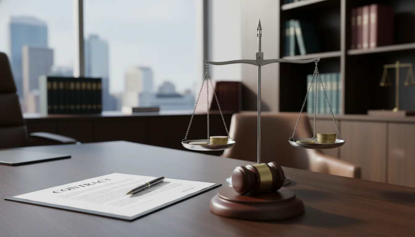 Attorney fees in lemon law cases - scales of justice and legal documents on desk