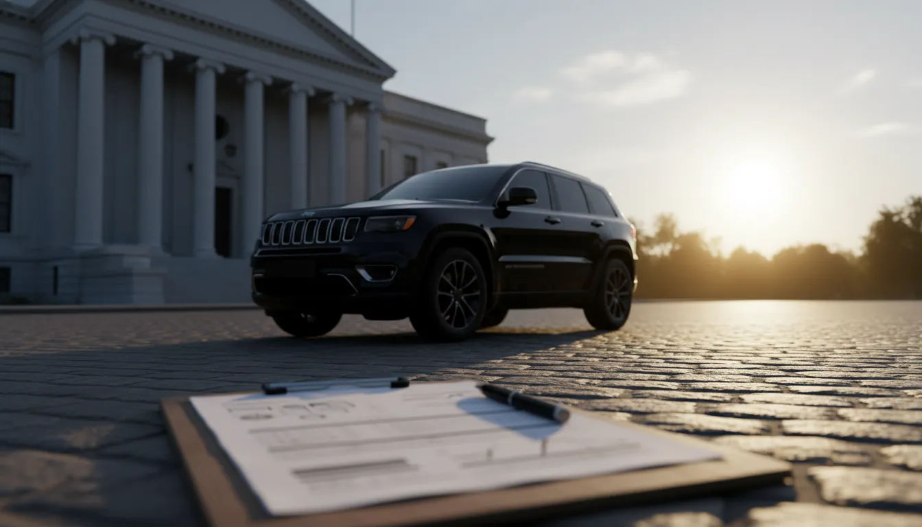 Jeep lemon law repair records outside a courthouse