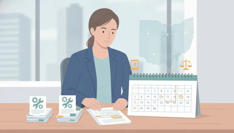 Ohio vehicle owner organizing repair orders and calendar dates