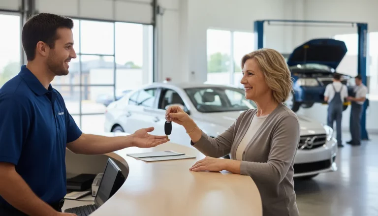 Consumer receiving keys to a temporary lemon law loaner car