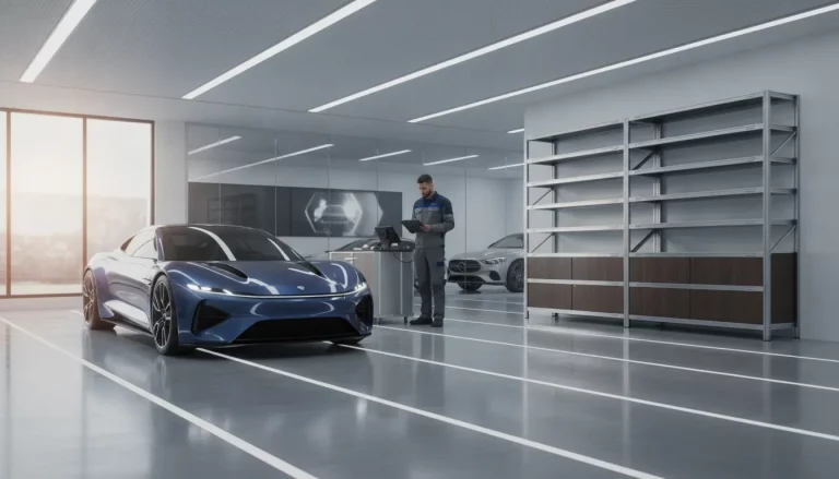 Car waiting at an authorized repair center for a backordered part
