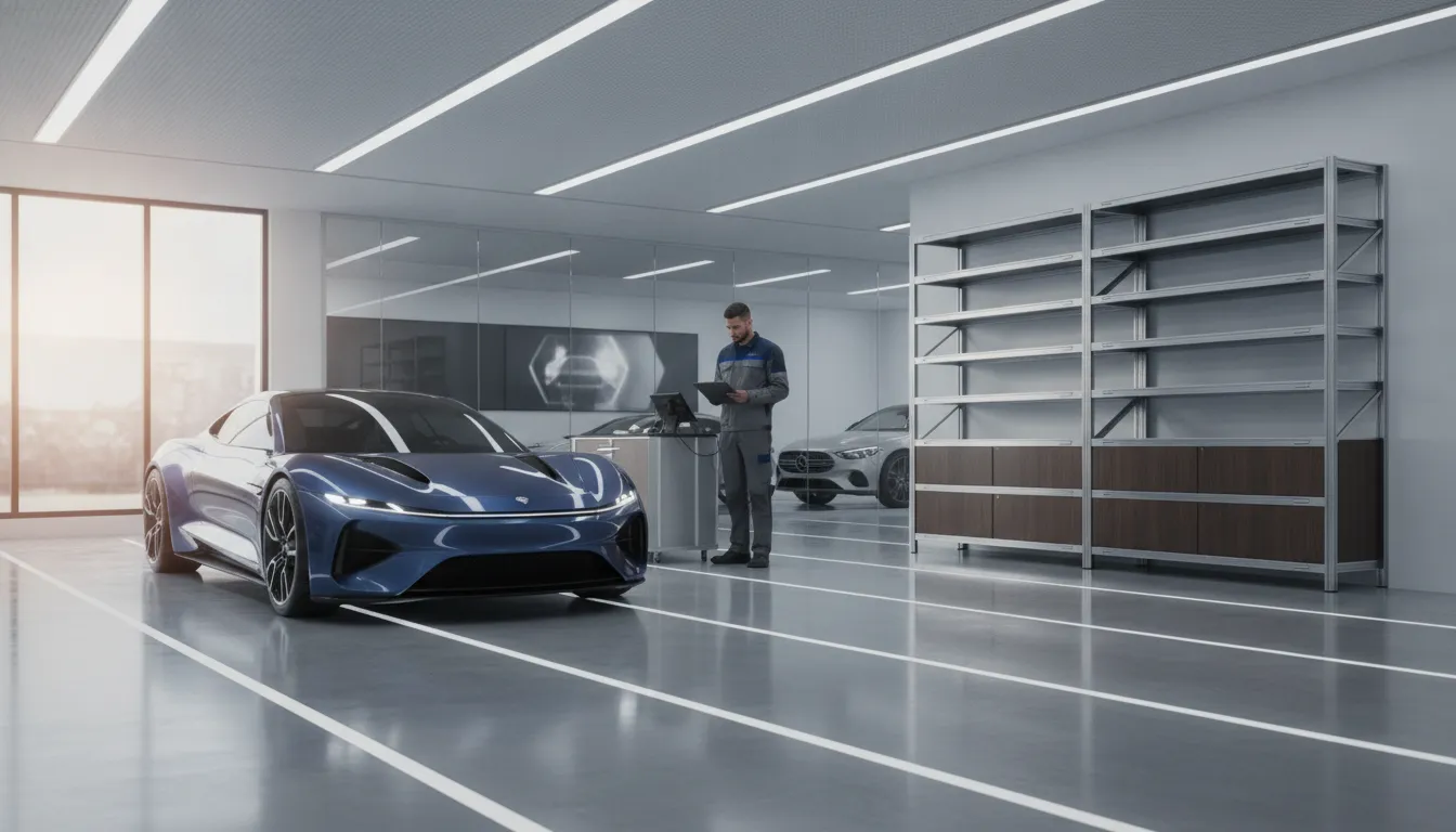 Car waiting at an authorized repair center for a backordered part