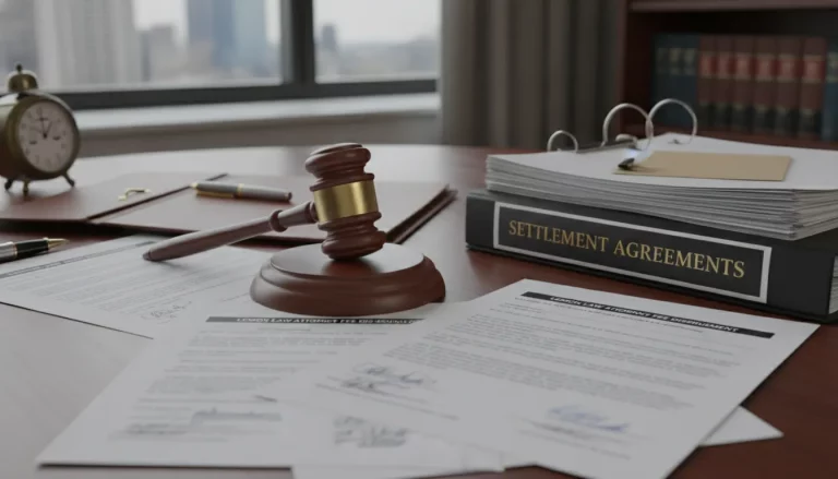 Gavel and legal documents on a desk representing lemon law attorney fee settlements